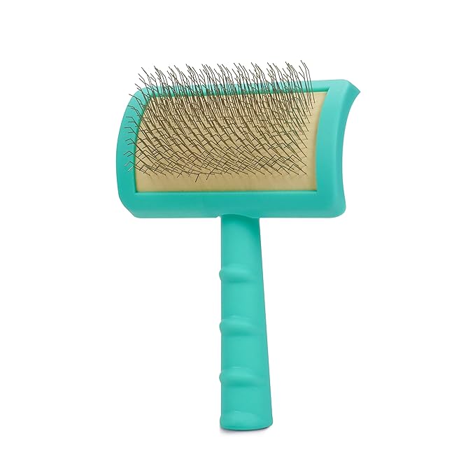 Jelly Pet Universal Slicker Brush for Dogs, Dog Grooming Brush, Remove Tangles and Dead Undercoat, Tuffer Than Tangles, Maltese Shi-Tzu Poodle Bichon, Firm Pins, Teal, Small