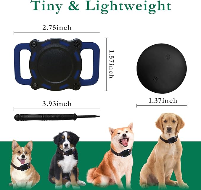 Dog Tracker, Pet Location Tracker with Collar Holder for Dogs Smart Device, Item Finder Waterproof & No Monthly Fee, Compatible with iOS Find My, Non-GPS Tracker (Black and Blue)