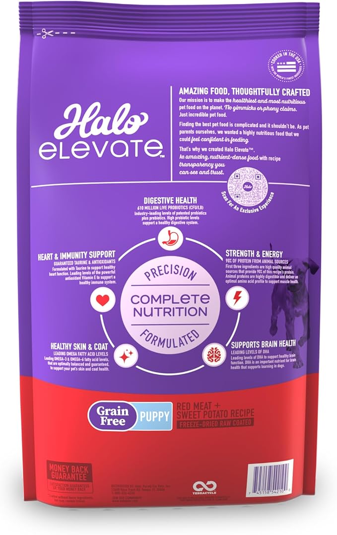 Dry Dog Food, Grain Free Red Meat Recipe, Puppy Formula, 10lb