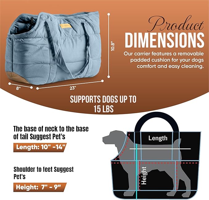 Cozy Plush Pet Carrier Purse - Secure Harness Clip, Lightweight Tote Design for Small Dogs and Puppies (Light Blue)