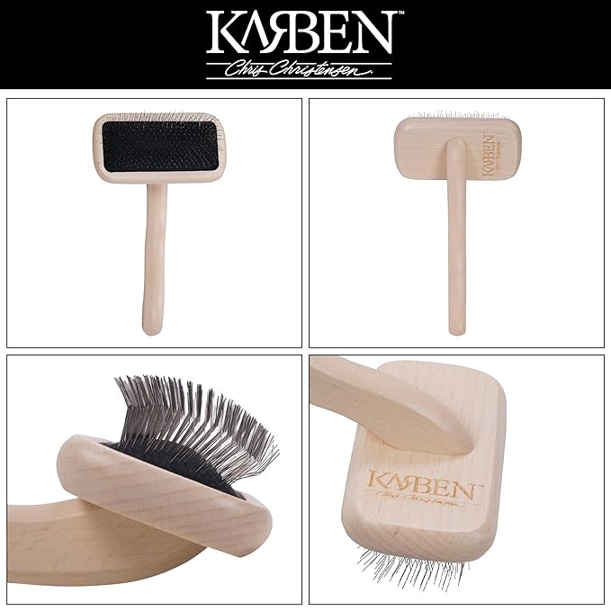 Chris Christensen Karben II Slicker Brush for Dogs, Groom Like a Professional, Ideal For All Coat Types, Remove Shedding Coat, Tangles and Dead Undercoat, 17 mm Stainless Steel Pins, Small