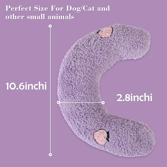 T'CHAQUE Dog Pillow Bed, Cat Calming Pillow, Dog Neck Pillow for Joint Relief Sleeping, Ultra Soft Half Donut Cuddler, Pillow Pet for Upper Spine Support, Doggy/Kitten Pillow Training Toy,Purple