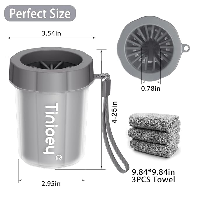 Paw Cleaner for Small Dogs with 3 Absorbent Towels - Muddy Paw Washer and Pet Foot Cleaner