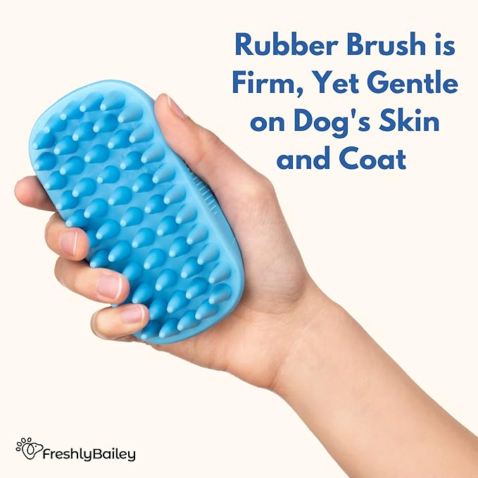 Rubber Curry Brush Dog for Short Haired Dogs - Soft & Gentle Deshedding Brush - Use Wet as Bath Brush or Dry for Grooming Loose Hair