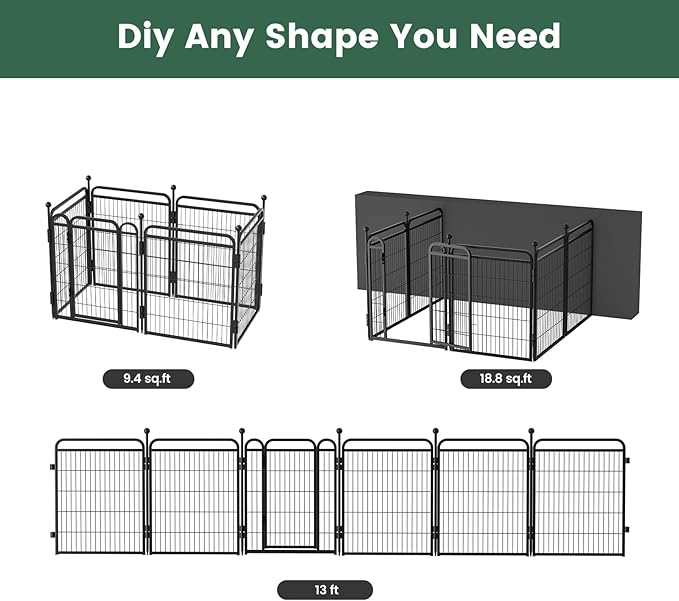Gardner Pet Dog Playpens, 32" H 6 Panels Dog Pen Outdoor/Indoor Dog Fence Exercise Pen for Small/Medium/Large Dogs, Foldable Pet Play Yard Gate with Gravity Automatic Lock, Pet Playpen, Black