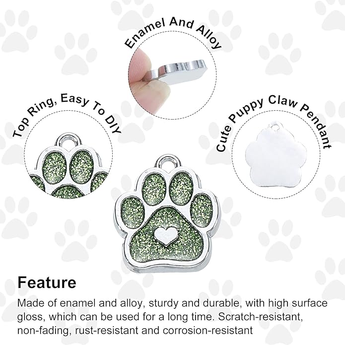 MECCANIXITY Cat Dog Paw Charm Footprint Paw Print Charm Alloy Enamel Pendants for DIY Jewelry Making, Earrings Necklaces Bracelets, Crafts