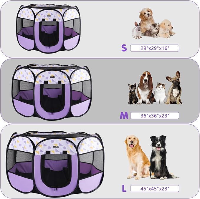 Lucky Monet Portable Dog Cat Playpen Small Dog Puppy Kitten Play Pens Indoor Pop Up Travel Dog Pen for Outdoor Camping Use