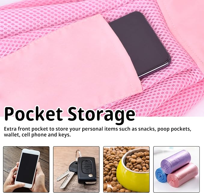 CUBY Dog and Cat Sling Carrier, Hands Free Reversible Pet Papoose Bag, Soft Pouch Adjustable, Suitable for Puppy Cats for Outdoor Travel (Pink Mesh, one Size mesh)