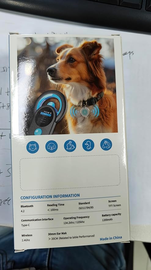 NETUM Bluetooth Pet Microchip Reader, 3-in-1 Wireless Animal Universal Microchip Tag Reader Scanner with 1.44" TFT Screen, 1200mAh Rechargeable Battery, Stores Up to 20000 Records (DJ-130)