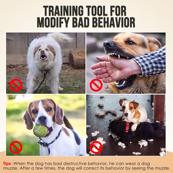 SlowTon Soft Dog Muzzle, Adjustable Padded Nylon Muzzle for Large Medium Dogs Anti Chewing Barking Biting, Allow Dog Pant & Drink(Black,Large