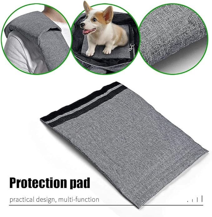 Dog Cat Sling Carrier Adjustable Padded Shoulder Strap with Mesh Pocket for Outdoor Travel (Grey, L - 8 to 15 lbs)