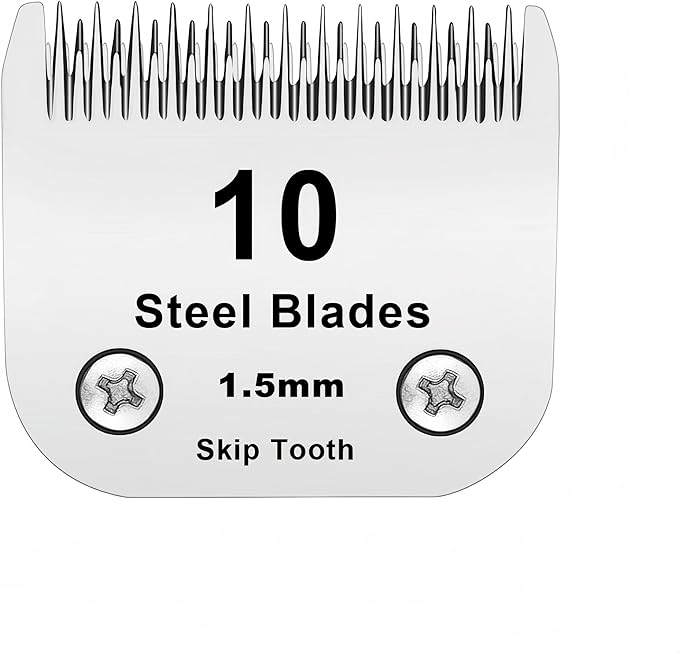 10 Skip Tooth Blades,Detachable Pet Dog Grooming Steel Blade,Compatible with andis/Oster A5/Wahl KM10 Series Clippers,Cut Length 1/8-Inch (3.2mm)