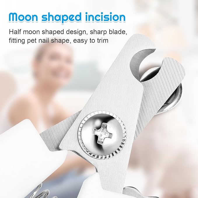 Pet Nail Clippers, Suitable for Both Cats and Dogs, A Half Moon Shaped Alloy Blade and A Rubber Material Handle with A File. Automatic Rebound Handle.Cat and Dog Universal(Blue)