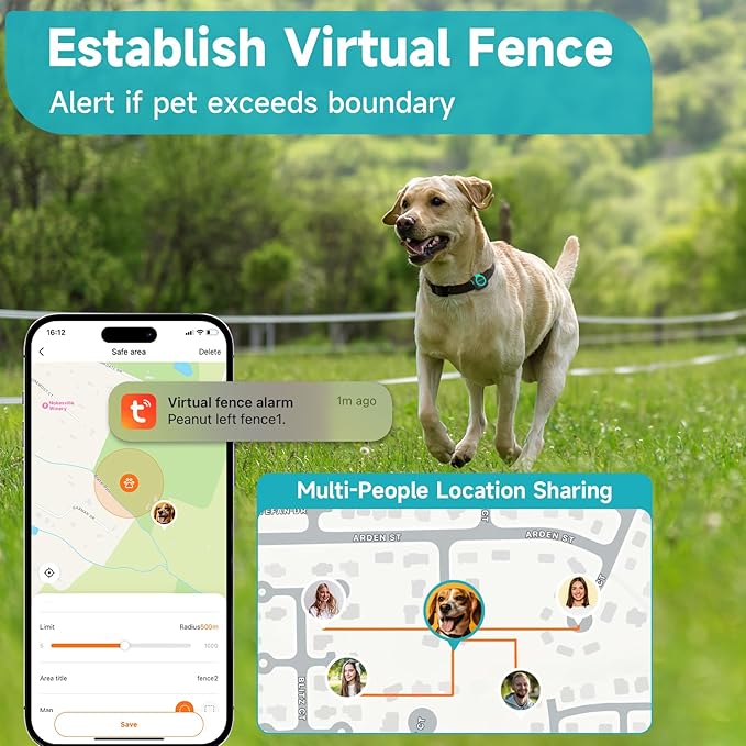 GPS Tracker & Health Monitoring for Dogs -Pet GPS Location Tracker, Wellness & Escape Alerts, Waterproof, Works with Any Collar (Green & Black), WOY-028