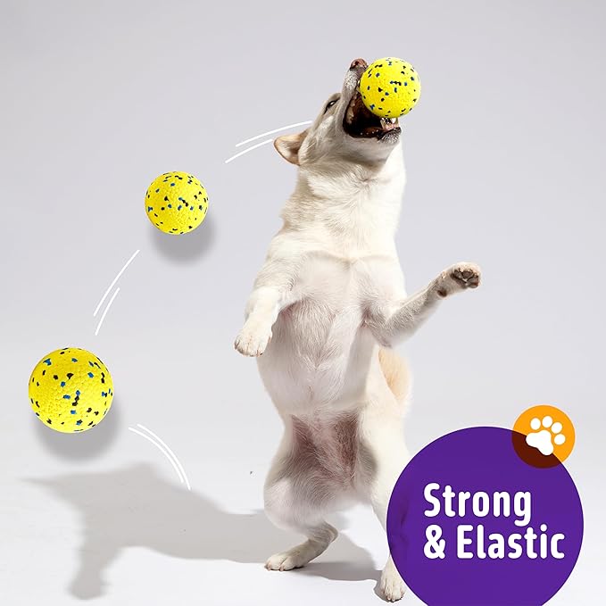 Dog Balls, 3Pcs Chew Toys Tennis Ball for Aggressive, Chewers Durable Teething Molar Tug Dog Toys, Interactive Fetch Balls Gift Set for Large Dog Medium Dog and Puppies, Durable Tug Toy, Yellow