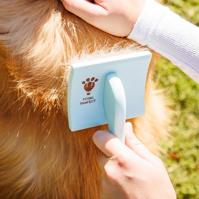 Pet Slicker Brush With Soft Massage Grooming Stainless Steel Pins - For Dematting, Shedding Fur, and Undercoat - Ideal Gift for Professional Pet Groomers - Long Slicker Brush - Flying Pawfect