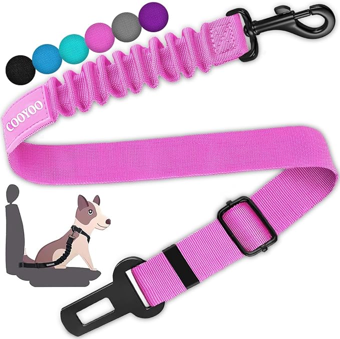 COOYOO Dog Seat Belt,3 Piece Set Retractable Dog Car Harness Adjustable Dog Seat Belt for Vehicle Nylon Pet Safety Seat Belts Heavy Duty & Elastic