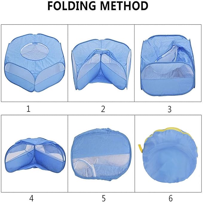Portable Pet Tent Small Animal Pet Playpen Breathable Transparent Pet Tent with Zipper Top Cover Indoor Outdoor Foldable Cage Exercise Yard Fence for Kitten Puppy Guinea Pig Small Dogs Cats