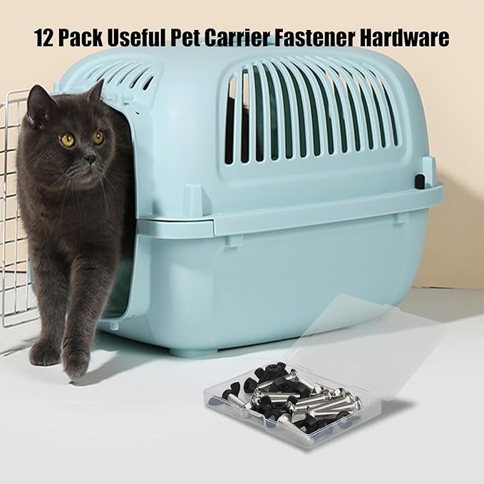 M6 Pet Carrier Fasteners Kennel Replacement Bolts for Plastic Cat Crate and Dog Crate Dog Kennel Accessories Cat Cage Carrier Parts(12 Set)