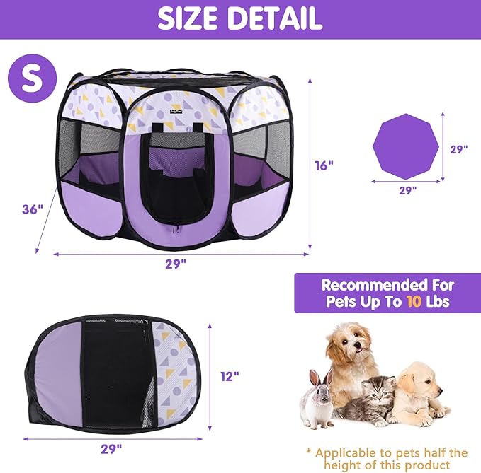 Lucky Monet Portable Dog Cat Playpen Small Dog Puppy Kitten Play Pens Indoor Pop Up Travel Dog Pen for Outdoor Camping Use