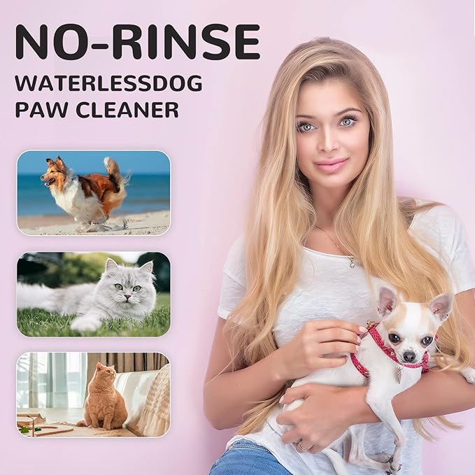 Clean Paws Foaming Cleanser for Dogs and Cats (6.8 oz) | No-Rinse Dandelion Lavender Paw Brush and Scrubber (1pcs)