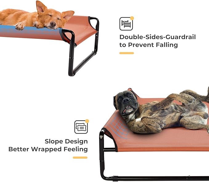 Veehoo Original Cooling Elevated Dog Bed, Outdoor Raised Dog Cots Bed for Large Dogs, Portable Standing Pet Bed with Washable Breathable Mesh, No-Slip Feet for Indoor Outdoor, X-Large, Red, CWC2201