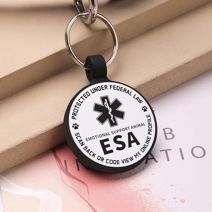 MYLUCKYTAG QR Code ESA Emotional Support Dog ID Tag - Pet Online Profile - Scan QR Receive Instant Pet Location Alert Email