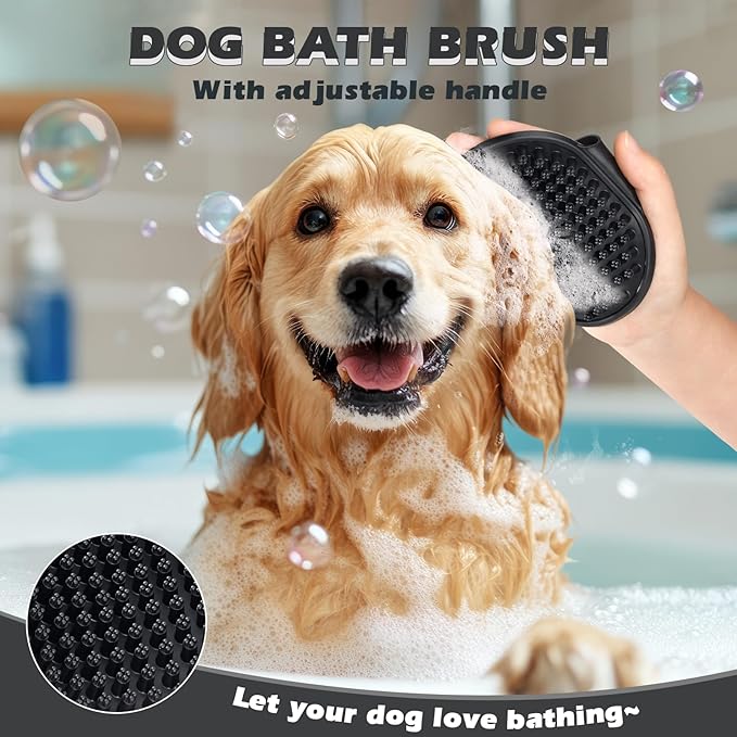 3PCS Dog Grooming Kit I Dog Brush for Shedding I Deshedding Dog Brush I Metal Dog Comb I Dog Bath Brush I Undercoat Rake for Dogs and Cats I Premium Pet Supplies (Pink Black)