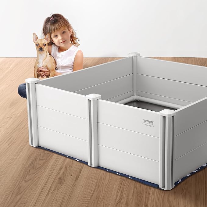 VEVOR Whelping Box for Dogs, 48 x 48 x 18.1in Whelping Box for Puppies, Whelping Pen for Puppies, Dog Birthing Box with Rails and Washable Pee Pad, Whelping Box for Large Breed Dogs, White