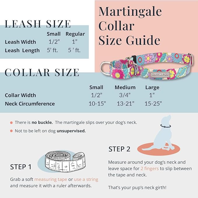 Lucky Love Dog Wide Martingale Dog Collar - No-Slip, Durable, & Soft Webbing 1.5 inch Martingale Collar for Dogs Male and Female - Ideal for Training & Walking, Stylish Ladybird Pattern, X-Large Size
