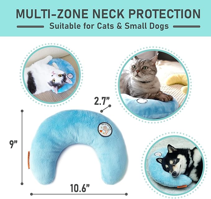 Cat Pillow, Dog Pillow, Claming Pillows for Small Dogs and Cats, Joint Relief Sleeping Improve Pet Neck Pillow, Deep Sleep Fluffy & Cozy Pet Calming Toy,Machine Washable(2 Pack(Blue&Yellow))