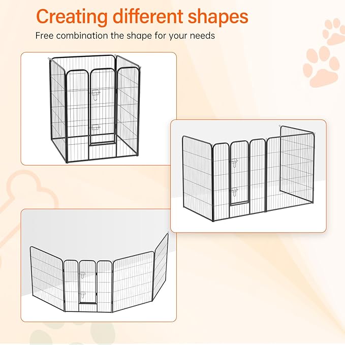 FDW Dog Playpen Dog Pen Dog Kennel 4 Panels 40 Inch Height Indoor Outdoor Folding Metal Portable Puppy Exercise Pen Heavy Duty Dog Fence for Yard Camping,Black