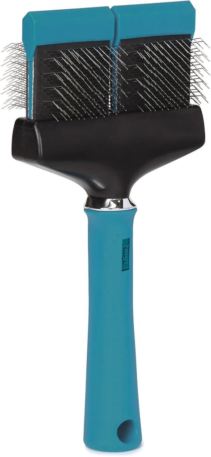 Master Grooming Tools Double-Sided Hard Flexible Slicker Brushes — Versatile Brushes for Grooming Dogs - Green, 8"L x 4"W, Large, Teal