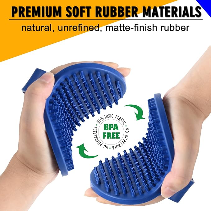 Dog Grooming Brush Set, 2 Pcs Rubber Bathing Brushes for Short and Long Haired Dogs and Cats - Shower Shedding and Shampoo Brush