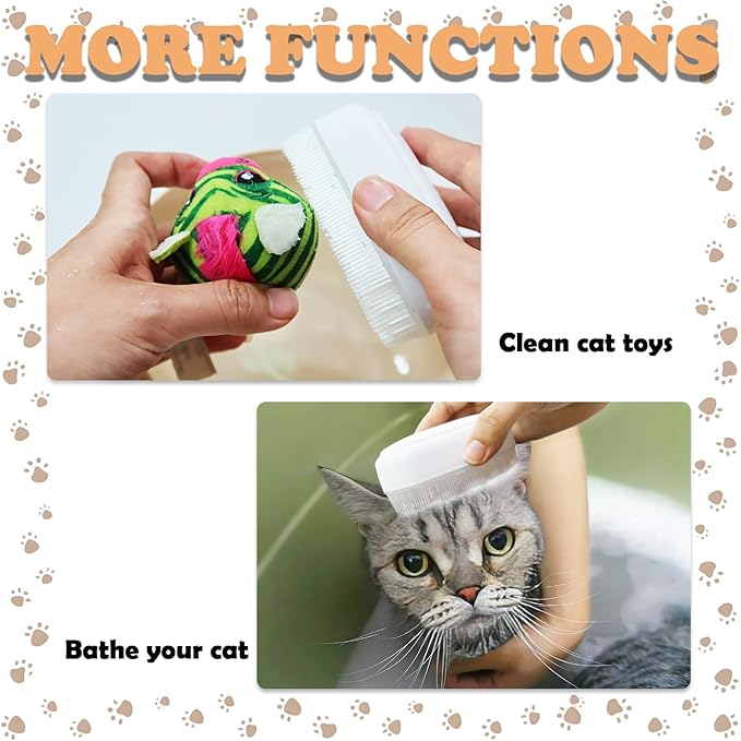 Cat Tongue Brush Soft Cat Grooming Gentle Hair Brush for Shedding Massage Includes Detangling Cleaning Claw