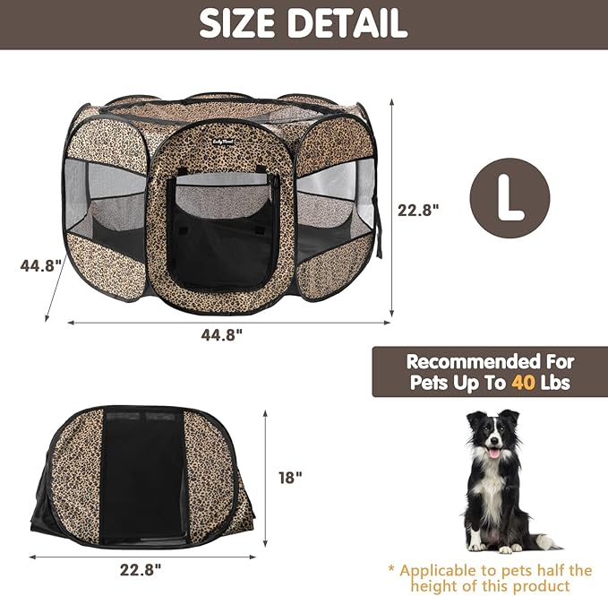 Lucky Monet Portable Dog Cat Playpen Small Dog Puppy Kitten Play Pens Indoor Pop Up Travel Dog Pen for Outdoor Camping Use