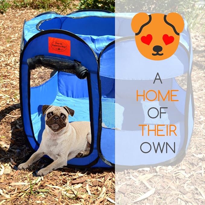 Pop Up Pet Exercise Play Pen Tent Portable Kennel with Weather Resistant Oxford Material, 8 Windows and Removable Zipper Top for Puppies Dogs Kittens Cats Rabbits + More! Includes Bag