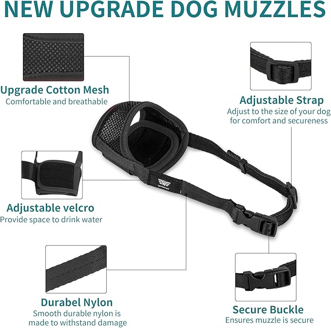 Dog Muzzle for Medium Dogs, Dog Muzzle for Large Dogs Biting, Soft Nylon Muzzle Anti Biting Barking Chewing,Air Mesh Breathable Drinkable Adjustable Pet Muzzle for Medium Large Dogs XL Black