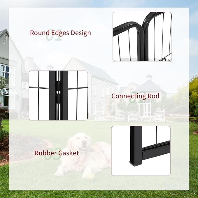 FDW Dog Playpen Dog Pen Dog Kennel 24 Panels 32 Inch Height Indoor Outdoor Folding Metal Portable Puppy Exercise Pen Heavy Duty Dog Fence for Yard Camping,Black