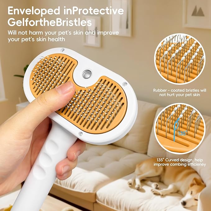 3 in 1 Steam Brush for Dogs and Cats,Pet Spray Hair Removal Comb for Shedding and Grooming Supplies,Spritz Defur Comb for Dogs and Cats,Water Brush for Indoor Cats and Dog.