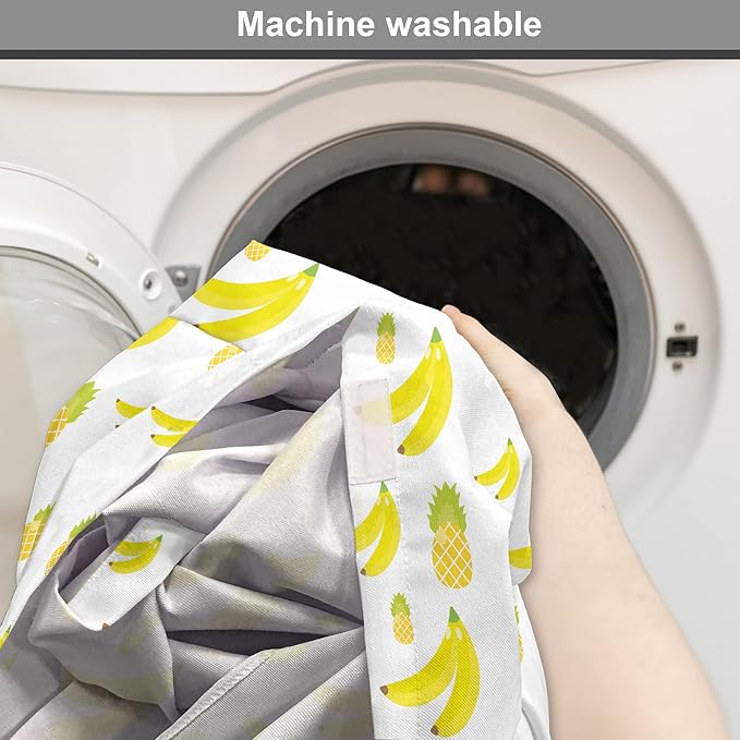Lunarable Yellow Pineapple Dog Crate Cover, Continuous Ananas and Banana Tropical Fruits Print, Easy to Use Pet Kennel Cover for Medium Large Dogs, 48 Inch, Yellow Green Yellow
