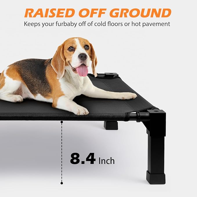Cooling Elevated Dog Bed, Raised Dog Bed with Washable Breathable Mesh and Metal Frame, Portable Dog Cot Bed with No-Slip Feet for Outdoor and Indoor Use