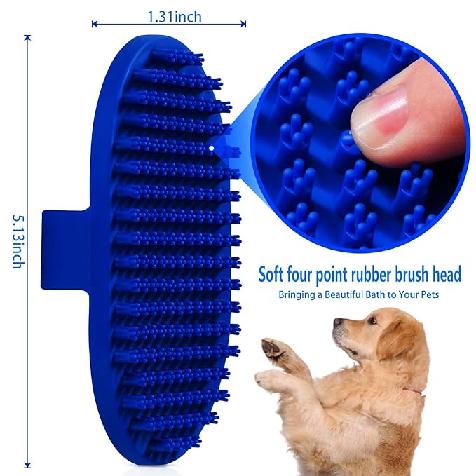 Dog bath brush, ROPO rubber massage pet shampoo brush, used for pet grooming, removing shedding fur, combing tangles and dead fur, suitable for pet dogs and cats (red)