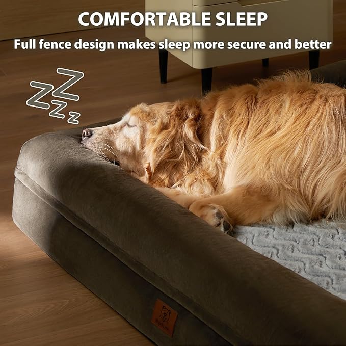 WNPETHOME Washable Dog Beds Large Sized Dog, XXXXL Dog Bed, Orthopedic Dog Sofa Bed with Removable & Waterproof Cover, Extra Large Dog Bed with Bolster Sides for Sleeping, Giant Dog Bed with Sides