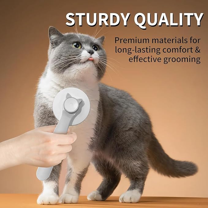Cat & Dog Grooming Brush, Pink - Self-Cleaning Slicker Brush with Massage Particles, Removes Loose Undercoat, Ergonomic Handle