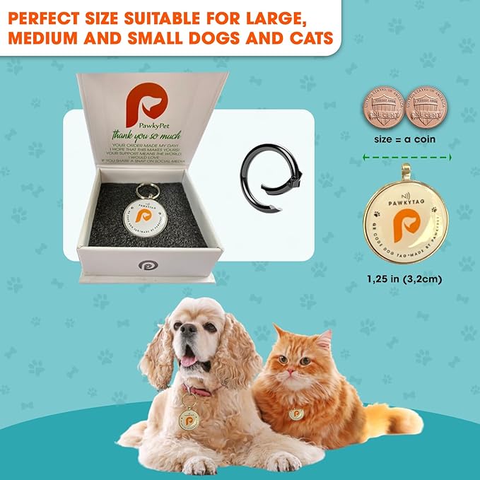 SMORDERNPETZ - Smart Dog Tag for Dogs and Cats - Durable Dog Name Tag - Waterproof QR Code Dog Tags for Pets with Anti-Lost Feature, Easy to Use - No Subscription Fees - Pack of 1 (White)