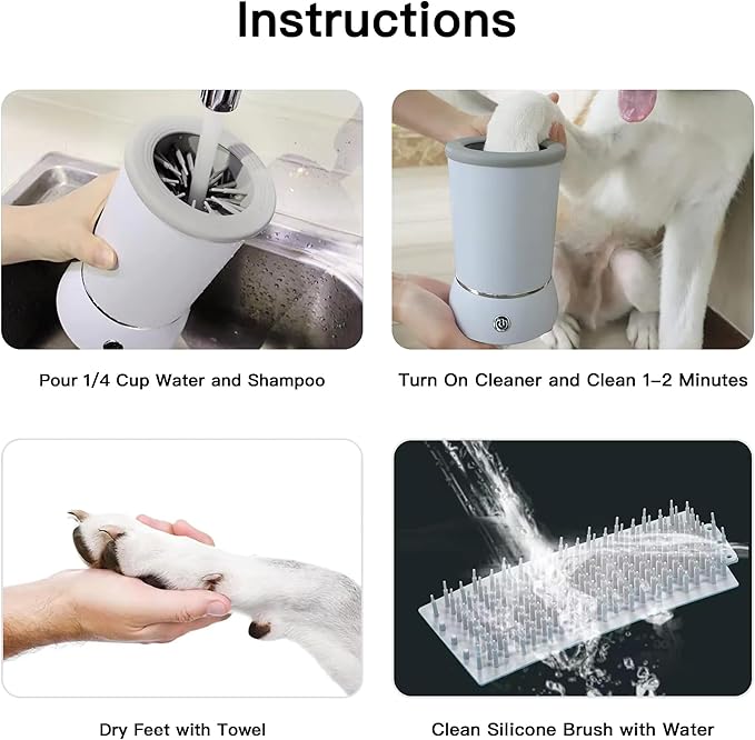 sphera Automatic Pet Paw Cleaner - Blue - Portable Electric Washer and Massager for Dogs & Cats - USB Rechargeable - Silicone Brush