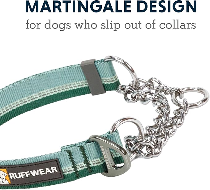 Ruffwear, Chain Reaction Dog Collar, Martingale Style for On-Leash Walking, River Rock Green, 14"-20"