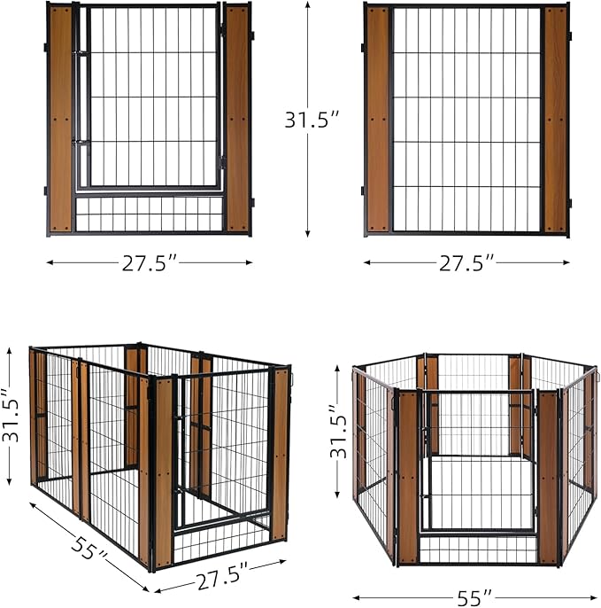 Heavy Duty Dog Playpen 32 Inch Height - Indoor Outdoor Pet Fence Enclosure for Medium and Small Dogs - Foldable Puppy Exercise Pen for Indoor and RV Camping or Yard