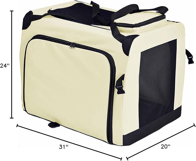 Pet Life Hounda Accordion Metal Framed Soft Folding Expandable Dog Crate - Collapsible Folding Pet Crate or Dog Kennel with Triple Expansion Room